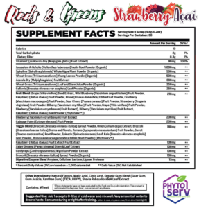 P1 Reds & Greens Supplement Facts